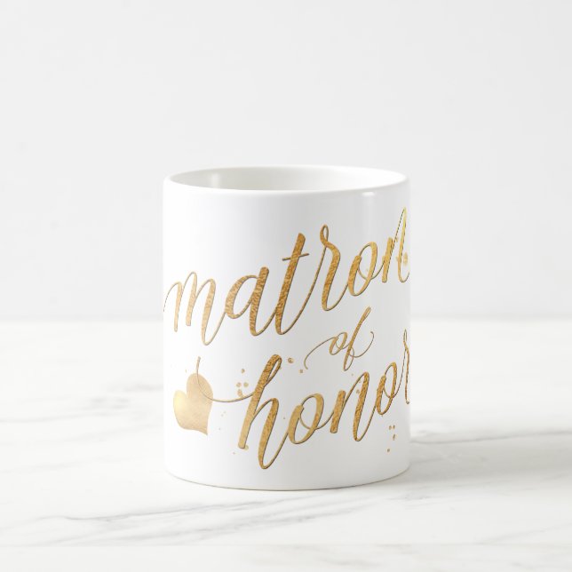 PixDezines Matron of Honor/Faux Gold Foil-skript Kaffemugg (Center)