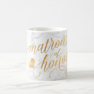 PixDezines Matron of Honor/Marble+Faux Guld/Script Kaffemugg