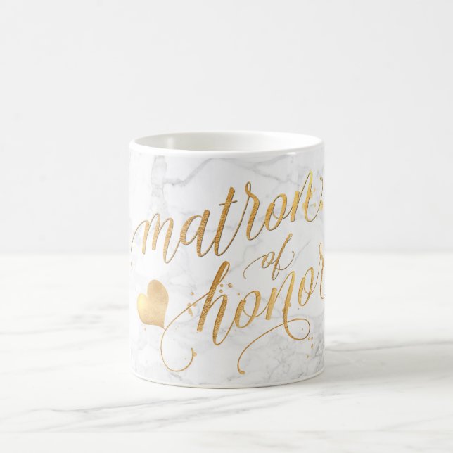 PixDezines Matron of Honor/Marble+Faux Guld/Script Kaffemugg (Center)