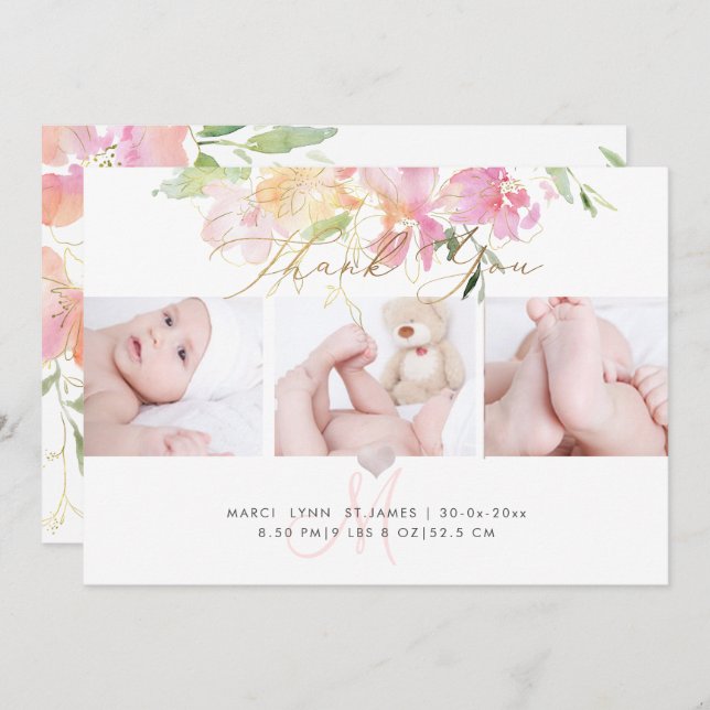 PixDezines-meddelande om födelse+Tack om skal Inbjudningar (Fram/baksida)