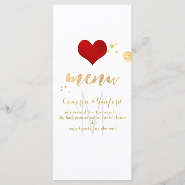 PixDezines Menu DIY Färg/Big Red Heart Meny (Framsida)