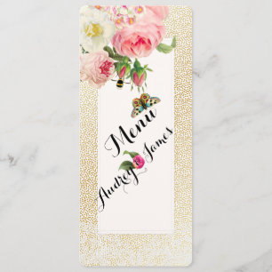 PixDezines Menu Faux Guld Specks/rosor Meny