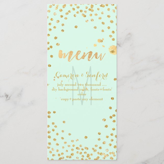 PixDezines-menyn DIY färg/dazzled guld spects Meny (Framsida)
