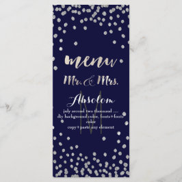 PixDezines-menyn DIY färg/silver confietti Meny