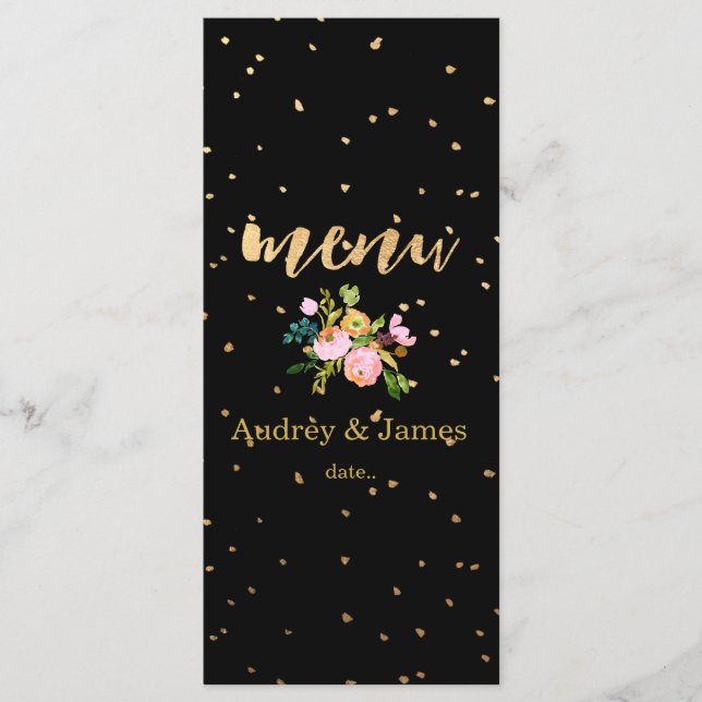 PixDezines-menyns vattenfärg/blommigt Meny (Framsida)