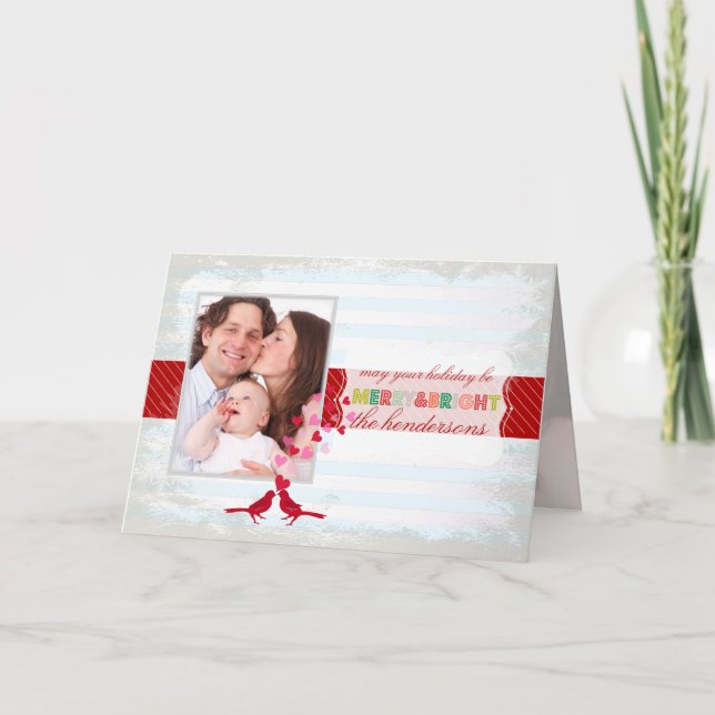 PixDezines merry/bright/rand/DIY Blue färg Helgkort (Framsida)