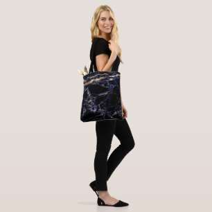 PixDezines MIDNIGHT BLUE MARBLE+FAUX GULD VEINS Tygkasse