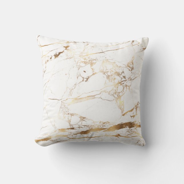 PixDezines Midnight Blue Marmor+Falskt Guld Kudde (Framsida)