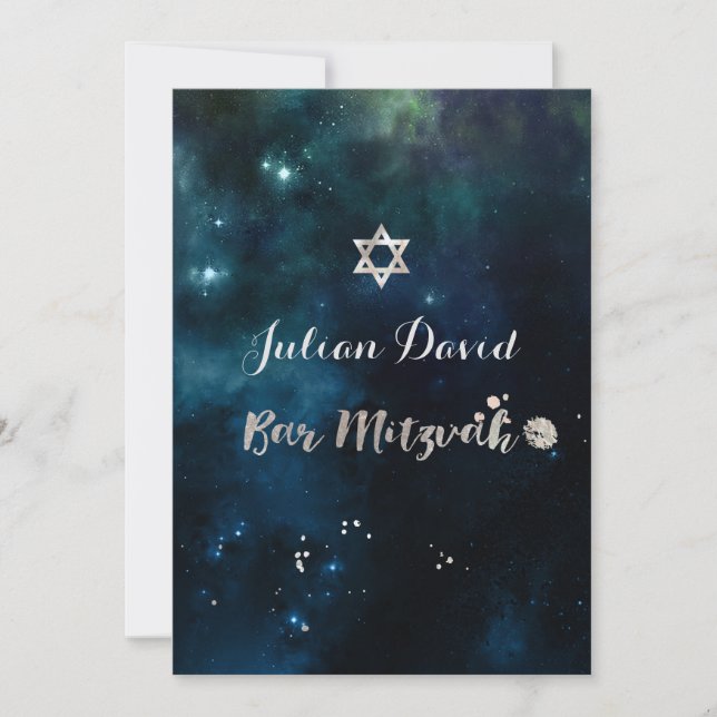 PixDezines Midnight Himlar Pub Mitzvah ✡ Inbjudningar (Framsida)
