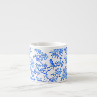 PixDezines Ming Blå Chinoiserie, Fågel Peonior Espressomugg