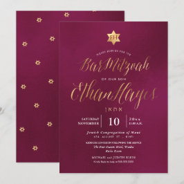 PixDezines Minimalist Burgundy Mitzvah, skript Inbjudningar