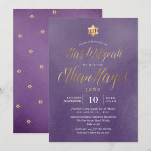 PixDezines Minimalist Dusty Lila Mitzvah, skript Inbjudningar