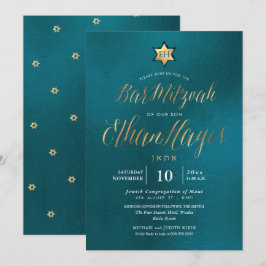 PixDezines Minimalist Teal Pub Mitzvah, skript Inbjudningar