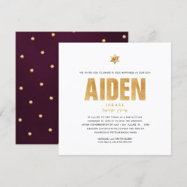 PixDezines Minimalistisk DIY FAUX GULD Mitzvah Inbjudningar