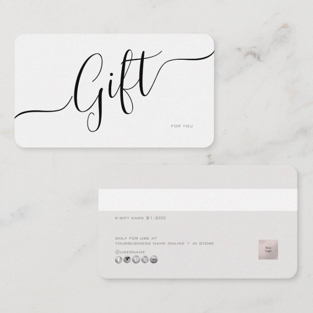 PixDezines Minimalistisk E-presentkort Visitkort (Fram/baksida)