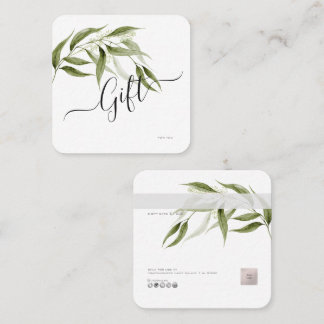 PixDezines Minimalistisk Eucalyptus E-presentkort Fyrkantigt Visitkort