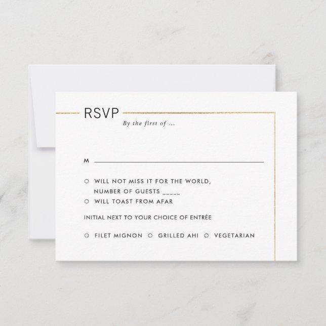 PixDezines Minimalistisk RSVP Falsk Guldram Inbjudningar (Framsida)