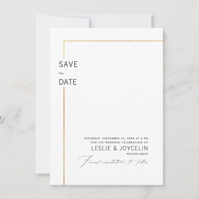 PixDezines Minimalistisk Typografi Falskt Guld Ram Inbjudningar (Framsida)