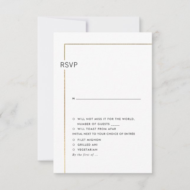 PixDezines Minimalistiskt RSVP Falskt Guldram Inbjudningar (Framsida)