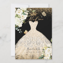 PixDezines Mis Quince Champagne Guld Glitter Gown