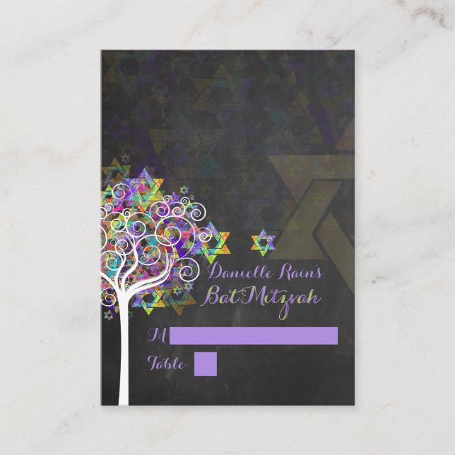 PixDezines mitzvah-platskort/livets träd Placeringskort (Framsida)