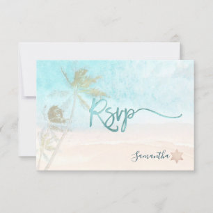 PixDezines Mitzvah RSVP Breezy Beach Palmträd OSA Kort