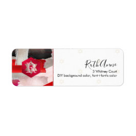 PixDezines Mitzvah Watercolor Swatches Red+Black Returadress Etikett