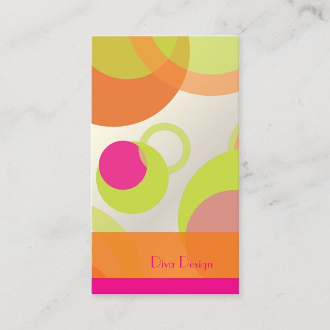 PixDezines, Mod Bubbles / Retro Syle + Färger Visitkort (Framsida)