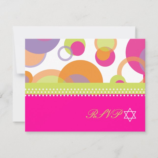 PixDezines Mod Bubblor RSVP till Bar  Mitvah OSA Kort (Framsida)