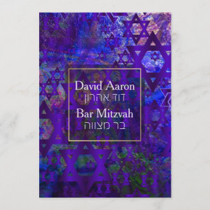 PixDezines Mod/Pub Mitzvah/David/Violet Star Inbjudningar