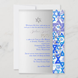 PixDezines mod stars/Pub Mitzvah/mörk blått/silver Inbjudningar