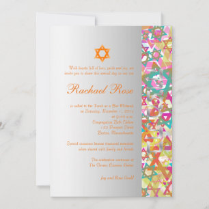 PixDezines mod stars/Pub Mitzvah/multi-färg Inbjudningar
