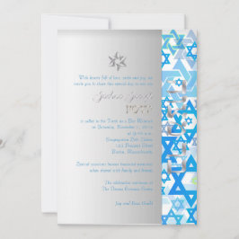 PixDezines mod stjärnor/Bar Mitzvah/mörkblå/silver Inbjudningar