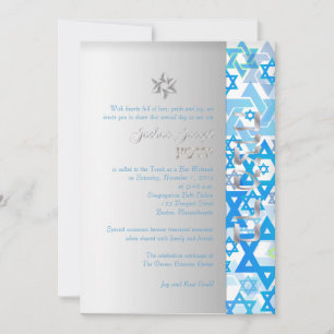PixDezines mod stjärnor/Bar Mitzvah/mörkblå/silver Inbjudningar