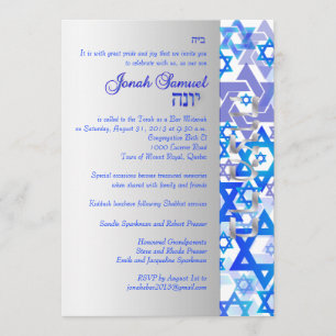 PixDezines-mod stjärnor/Pub Mitzvah/blue/silver Inbjudningar