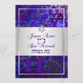PixDezines-mod stjärnor/Pub Mitzvah/violet/silver Inbjudningar
