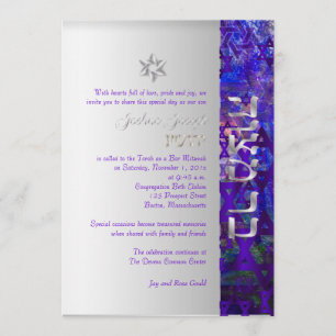 PixDezines-mod stjärnor/Pub Mitzvah/violet/silver Inbjudningar