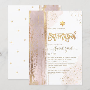 PixDezines Modern Abstrakt Tallit Bat mitzvah Inbjudningar