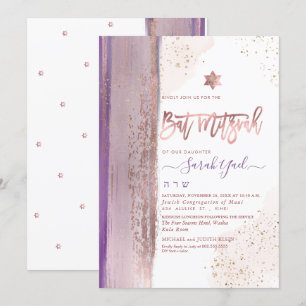 PixDezines Modern Abstrakt Tallit Bat mitzvah Invi Inbjudningar