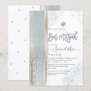 PixDezines Modern Abstrakt Tallit Pub Mitzvah Inbjudningar