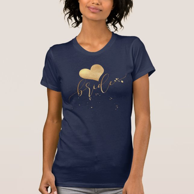 PixDezines Modern Bride/Faux Guld-skript T Shirt (Framsida)