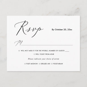 PixDezines Modern Elegant Kalligrafi RSVP w Måltid Inbjudan Vykort