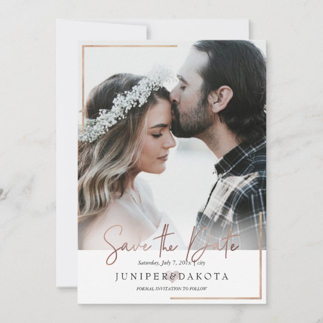 PixDezines Modern Framed Photo Spara datumkorten Inbjudningar (Framsida)