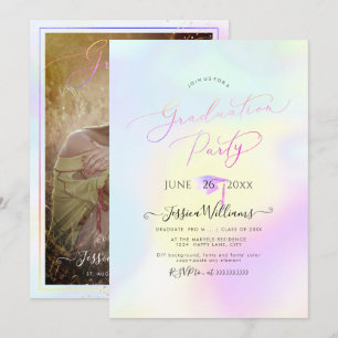 PixDezines Modern Holografisk Studenten Inbjudningar