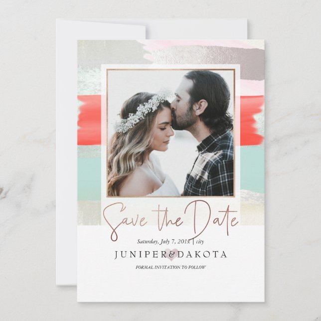 PixDezines Modern konst, Sage+Coral Inbjudningar (Framsida)