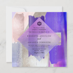 PixDezines Modern Watercolor Violett+Silver Inbjudningar