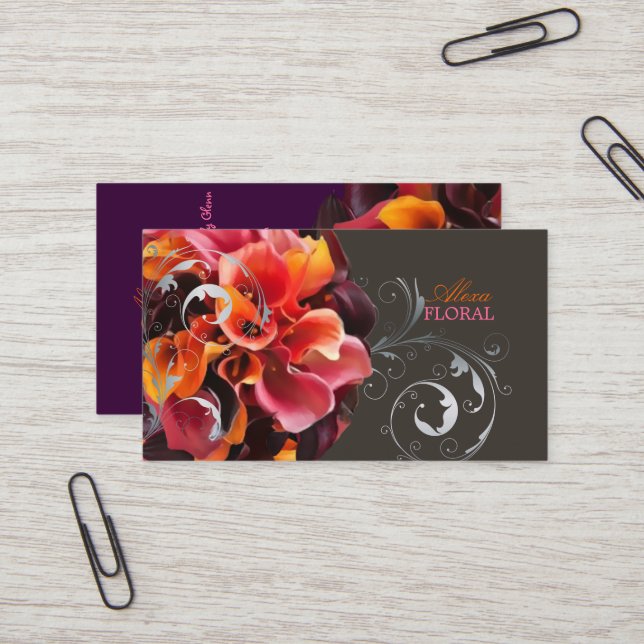 PixDezines möhippa bouquet, florists/diy färg Visitkort (Fram/Back In Situ)