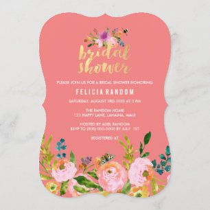 PixDezines-möhippa för blommigt/DIY-korallplats Inbjudningar