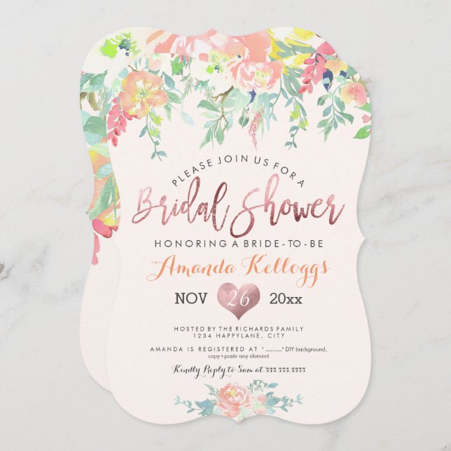 PixDezines Möhippa Vår Blommigt Inbjudningar (Fram/baksida)