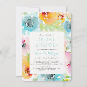PixDezines Möhippa Watercolor Vår Blommigt Inbjudningar